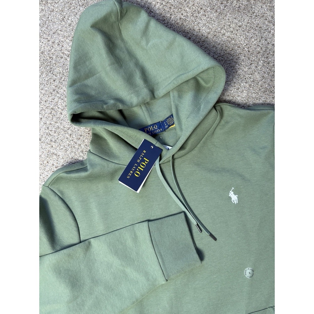 New Polo Ralph Lauren Hoodie Mens Small Green Fleece Cotton Hoodie Sweatshirt